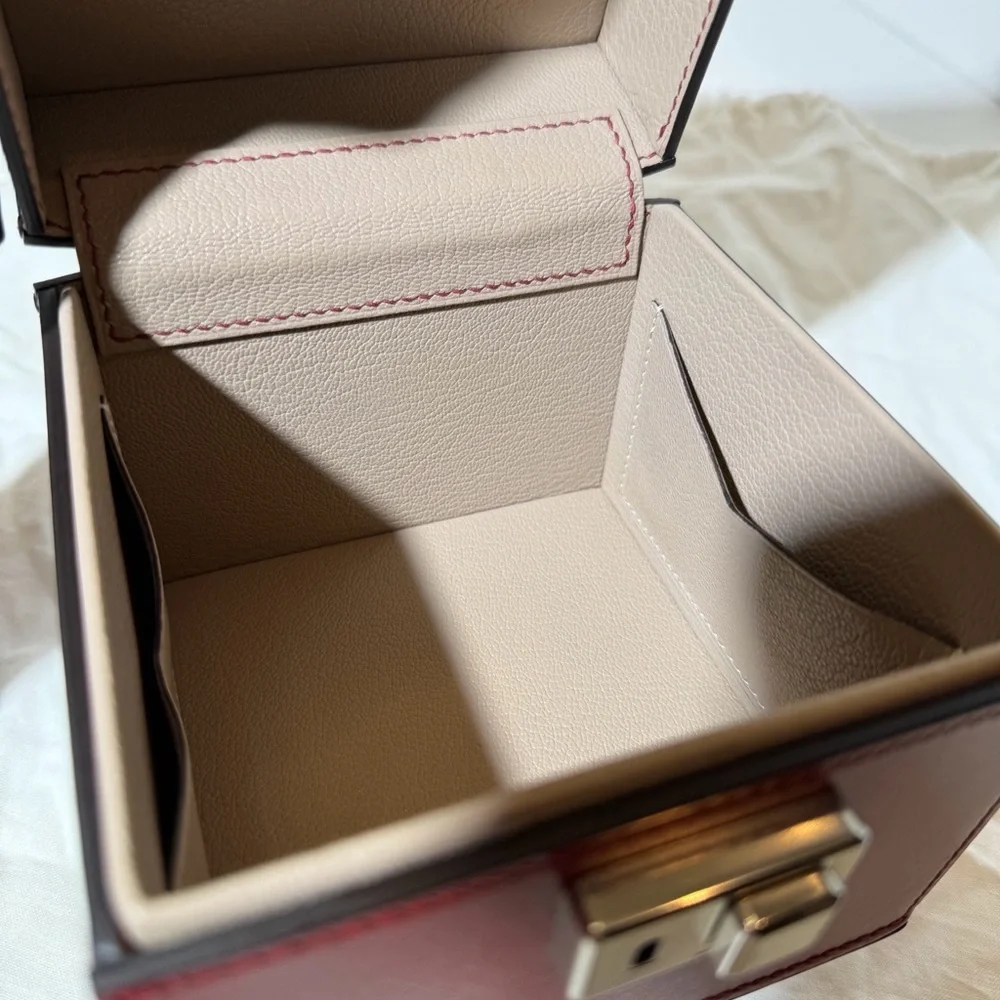 AUTHENTIC Moynat Calfskin Mini Vanity Case Clutch Red - Picture 12 of 16